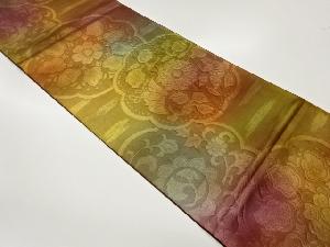 ふくれ織華文に草花・鳥模様織出し袋帯